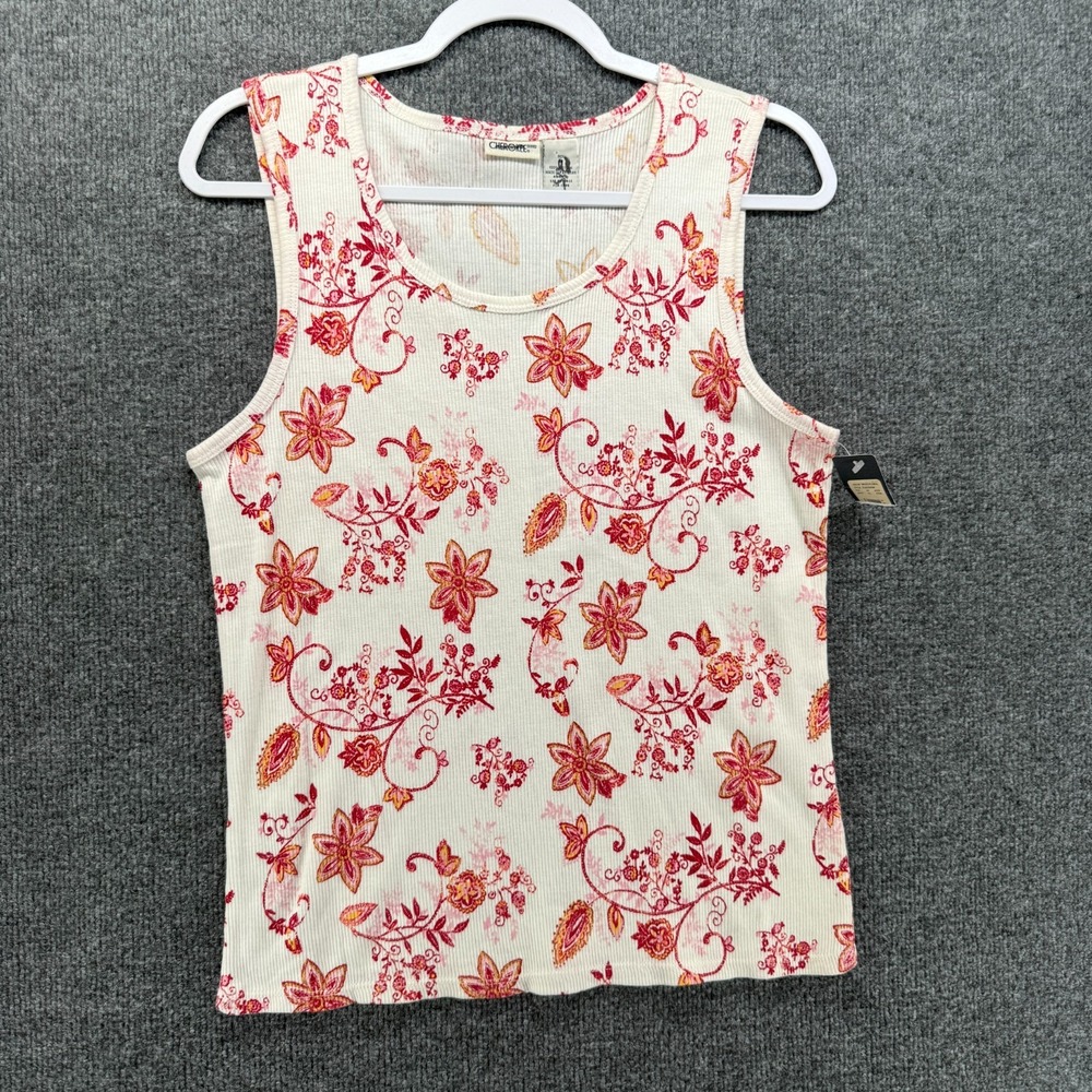 Vintage 90s Tank Top Womens M Paisley Ribbed Sleeveless Retro Western Boho Y2K